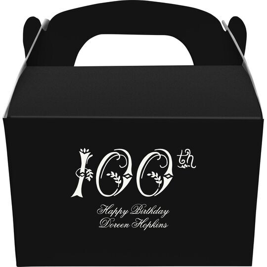 Elegant 100th Scroll Gable Favor Boxes
